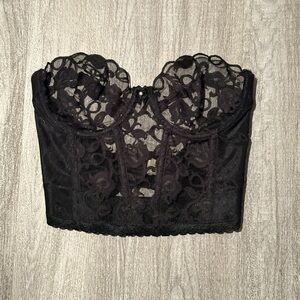 Victoria Secret Gold Label Vintage Elegant Black Lace Bustier